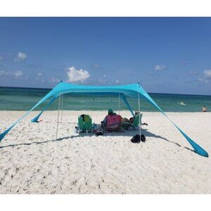 Family Beach Tent Canopy Sun Shade, Pop Up Grande Beach Tent Sun Shelter